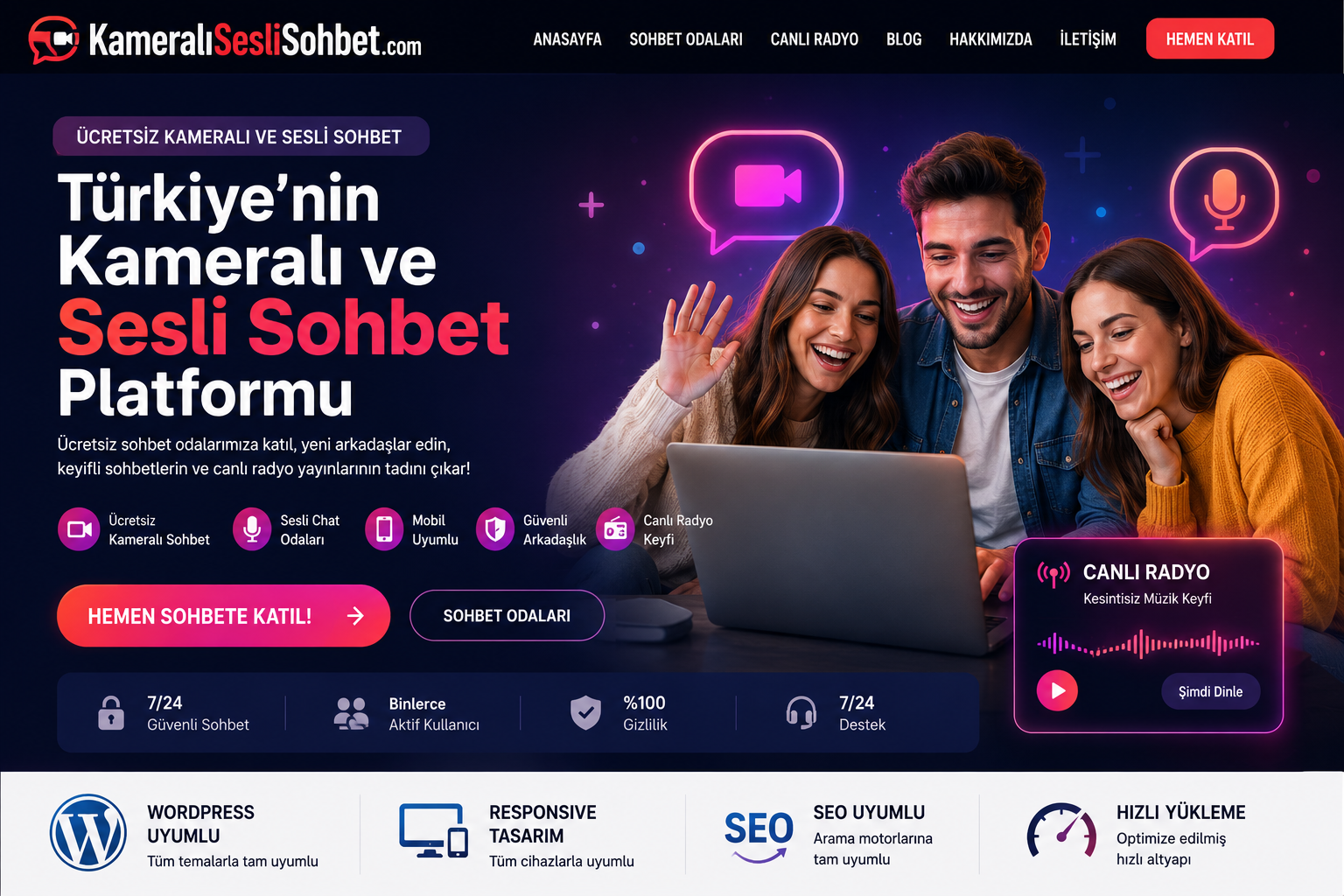 ESohbetim.Net | Sesli Chat, Kameralı Sohbet ve Görüntülü Chat Sitesi